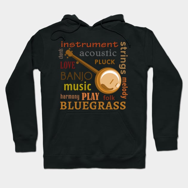 Banjo Words Hoodie by evisionarts